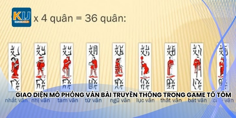Giao diện mô phỏng ván bài truyền thống trong game Tổ Tôm