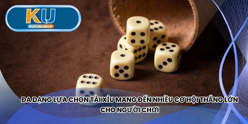 Đa dạng lựa chọn tài xỉu mang đến nhiều cơ hội thắng lớn 